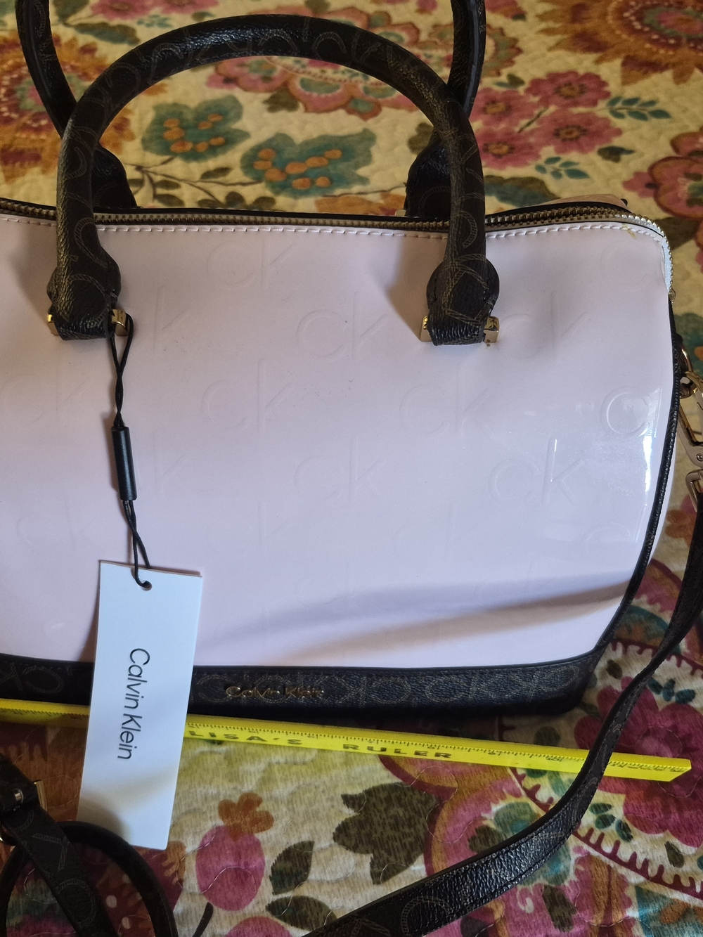 Calvin Klein Pink Patent Dome Satchel - CK Signature Trim